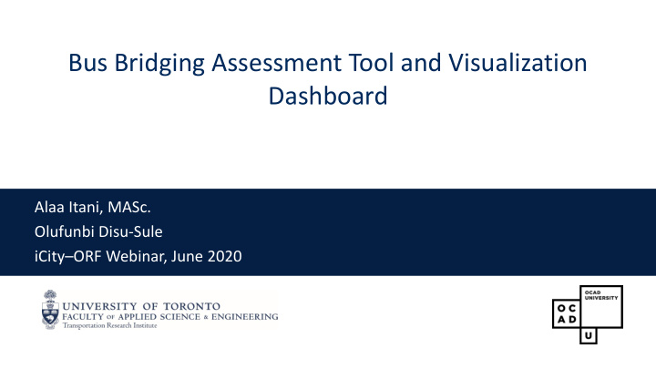 bus bridging assessment tool and visualization