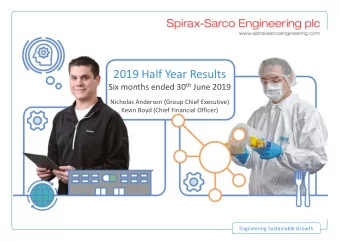2019 Half Year Results Six months ended 30 th June 2019  Nicholas Anderson (Group Chief Executive)