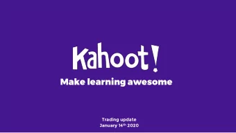 Make learning awesome  Trading update January 14 th 2020  Trading update  - Notice to market