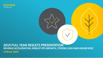2019 FULL YEAR RESULTS PRESENTATION  REVENUE ACCELERATION, ROBUST EPS GROWTH, STRONG CASH AND