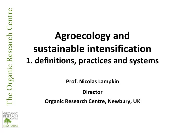 sustainable intensification