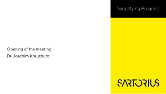 Dr. Joachim Kreuzburg  Agenda  Ordinary Shareholders' Meeting  1  Report of the Chairman of the