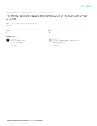 The effect of an anaphylaxis guideline presentation on the knowledge level of  residents Article in