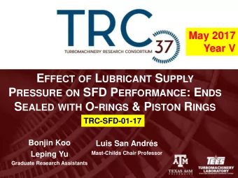 E FFECT OF L UBRICANT S UPPLY P RESSURE ON SFD P ERFORMANCE : E NDS S EALED WITH O- RINGS &amp; P