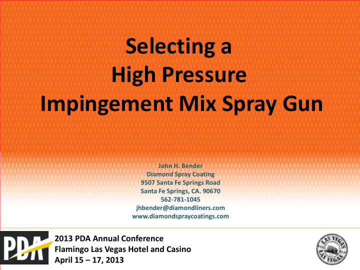 selecting a high pressure impingement mix spray gun