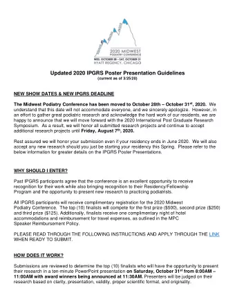 Updated 2020 IPGRS Poster Presentation Guidelines  (current as of 3/25/20)  NEW SHOW DATES &amp;