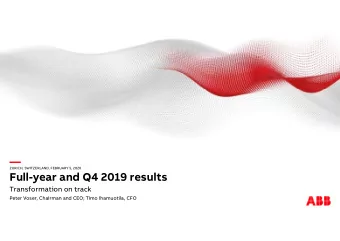 ZURICH, SWITZERLAND, FEBRUARY 5, 2020  Full-year and Q4 2019 results  Transformation on track