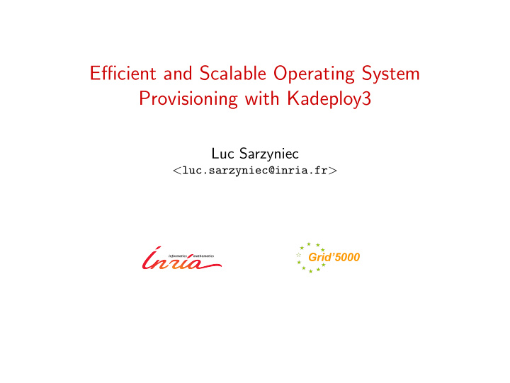efficient and scalable operating system provisioning with