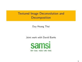 Textured Image Deconvolution and  Decomposition  Duy Hoang Thai  Joint work with David Banks  1