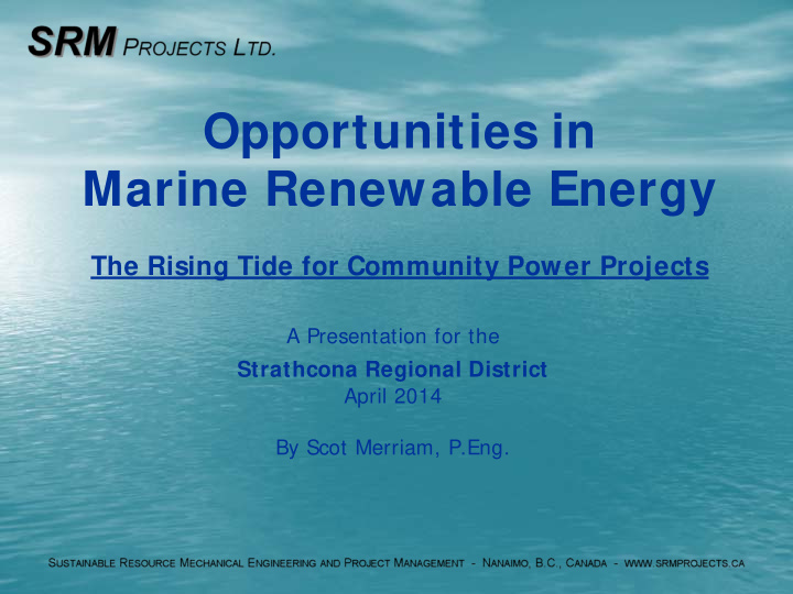 opportunities in marine renewable energy
