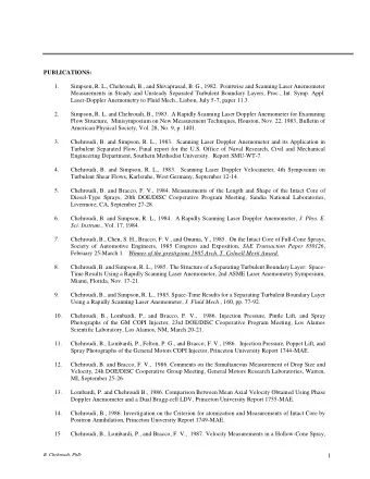 PUBLICATIONS: 1.  Simpson, R. L., Chehroudi, B., and Shivaprasad, B. G., 1982.  Pointwise and
