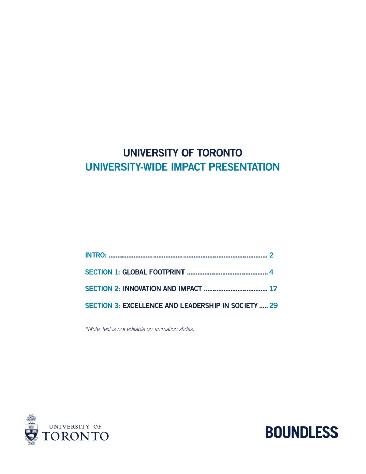 university of toronto university wide impact presentation