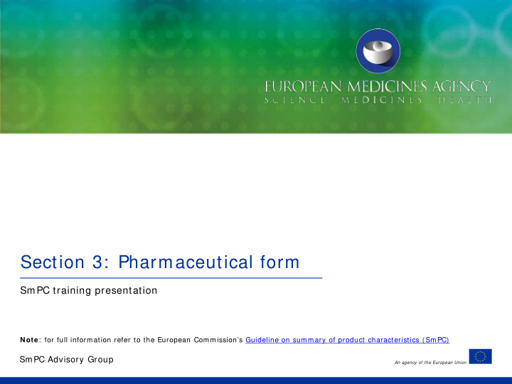 section 3 pharmaceutical form