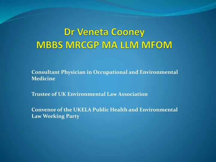 consultant physician in occupational and environmental