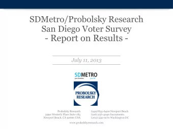 - Report on Results -  July 11, 2013  Probolsky Research  (949) 855-6400 Newport Beach  3990
