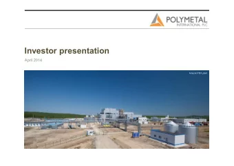 Investor presentation  April 2014  Amursk POX plant  Disclaimer  This presentation includes