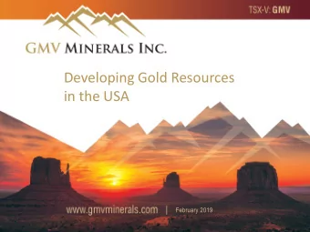 Developing Gold Resources  in the USA  February 2019  Forward-Looking Statement  Information set