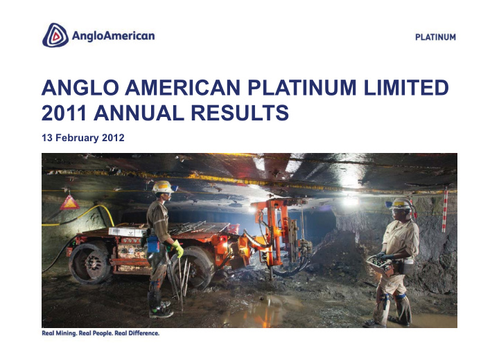 anglo american platinum limited 2011 annual results