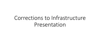 Corrections to Infrastructure  Presentation  Gen  Gener  eral  al In  Infr  fras  astructure  e