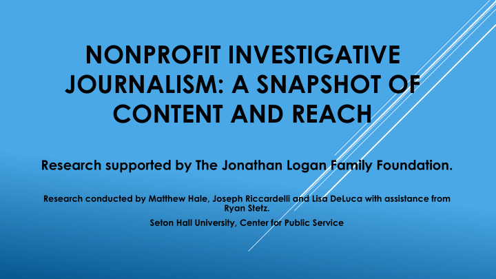 nonprofit investigative journalism a snapshot of content