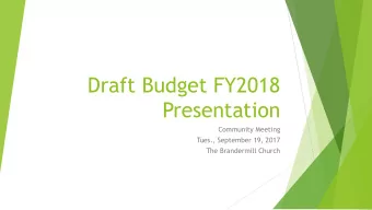 Presentation  Community Meeting  Tues., September 19, 2017  The Brandermill Church  A Brandermill