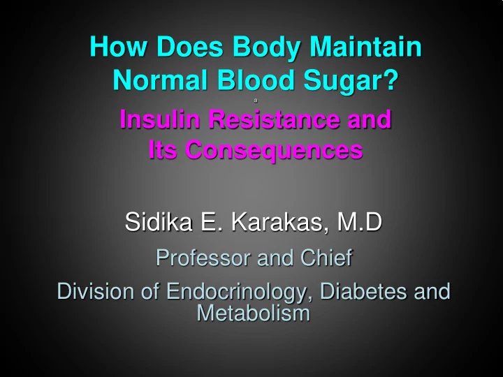 how does body maintain normal blood sugar