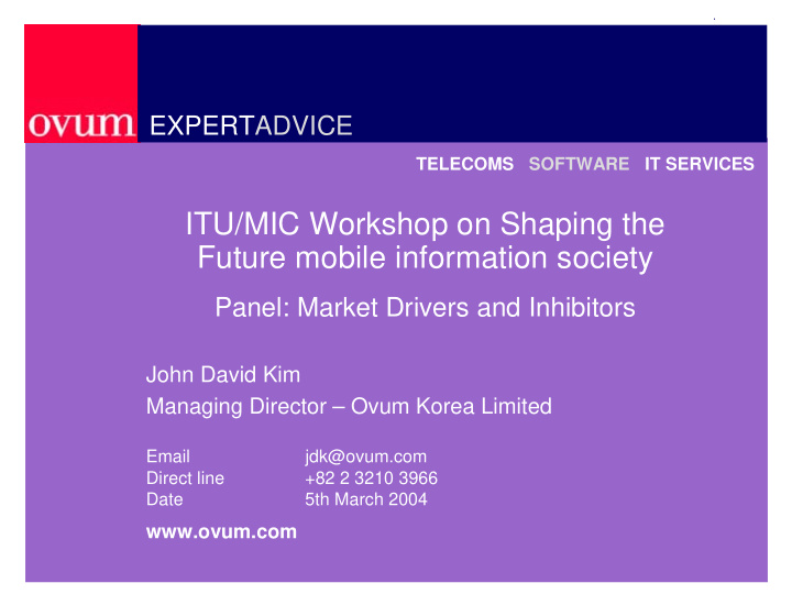 itu mic workshop on shaping the future mobile information