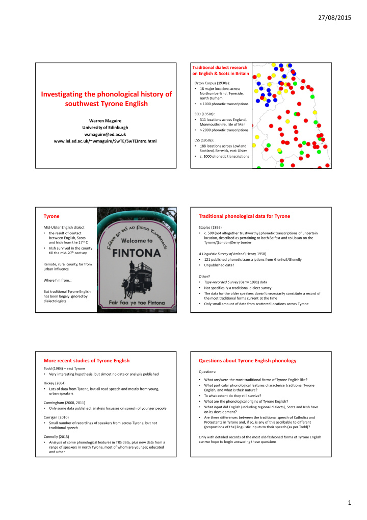 investigating the phonological history of