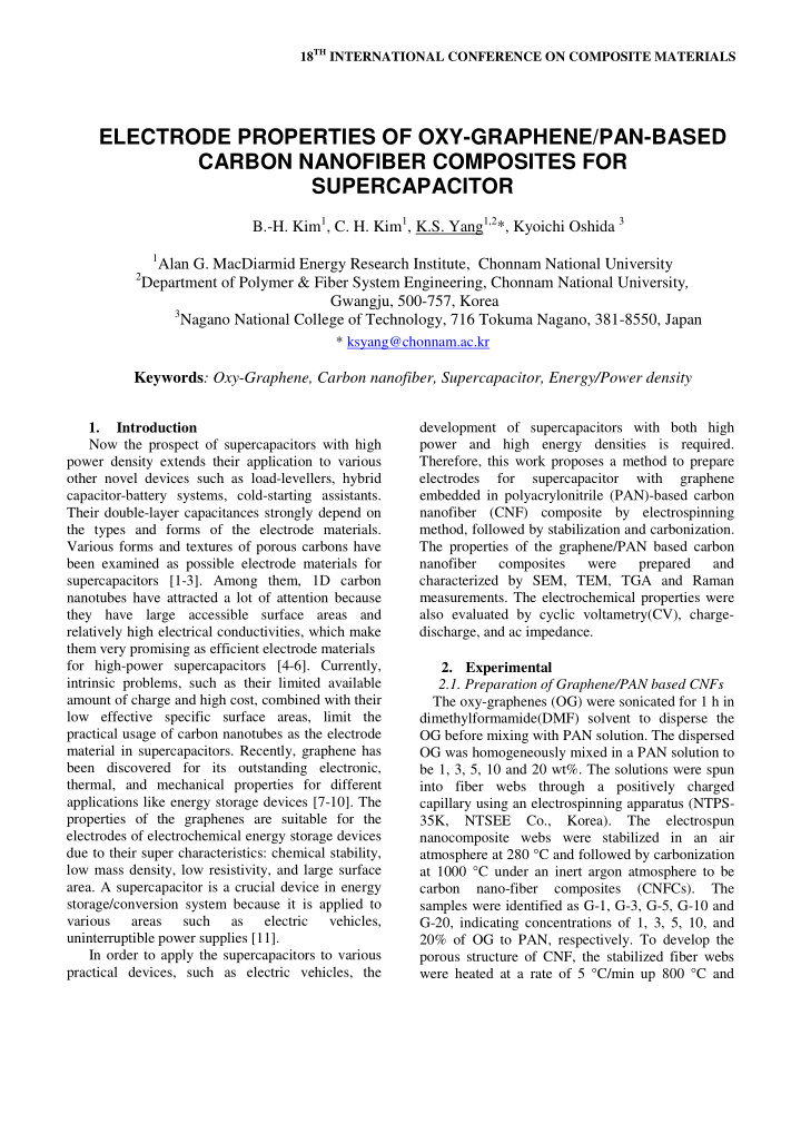 electrode properties of oxy graphene pan based carbon