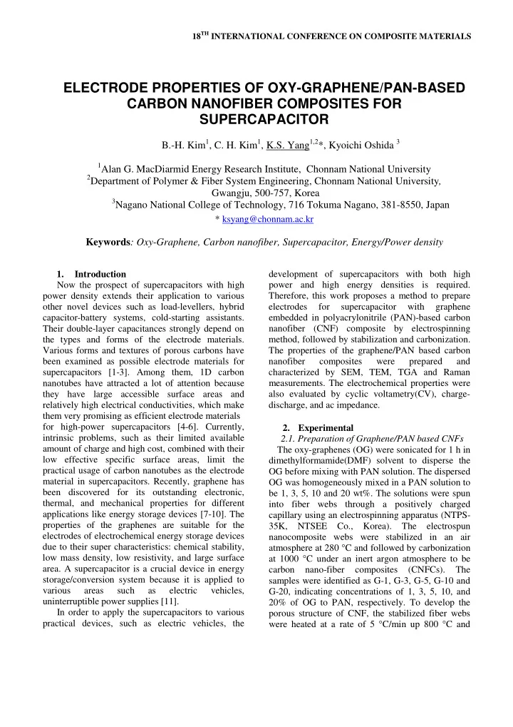 electrode properties of oxy graphene pan based carbon