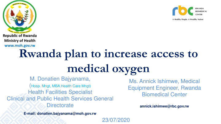 rwanda plan to increase access to medical oxygen