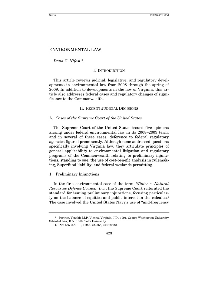 n ifosi 10 11 2009 7 13 pm environmental law dana c