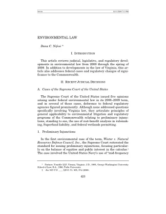 N IFOSI  10/11/2009 7:13 PM  ENVIRONMENTAL LAW Dana C. Nifosi * I. I NTRODUCTION  This article