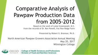 Comparative Analysis of  Pawpaw Production Data  from 2005-2012  Based on the work of Laine