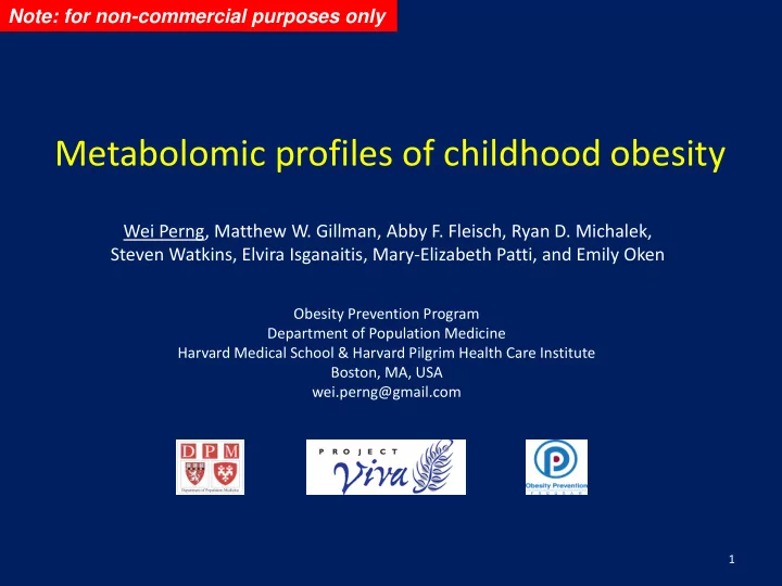 metabolomic profiles of childhood obesity