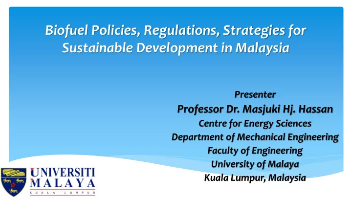 biofuel policies regulations strategies for sustainable