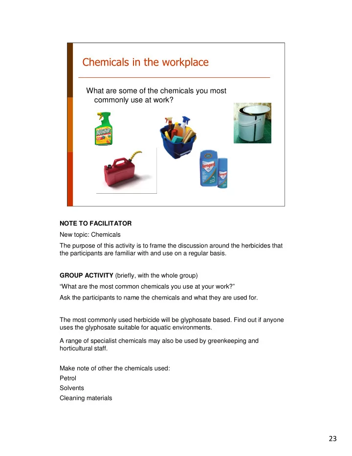 what are some of the chemicals you most