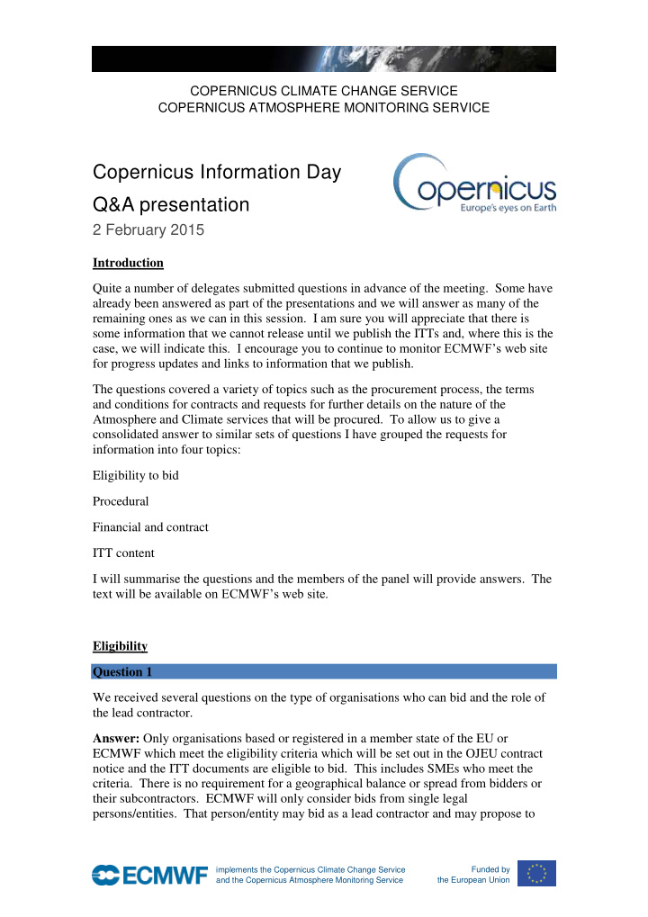 copernicus information day q a presentation 2 february