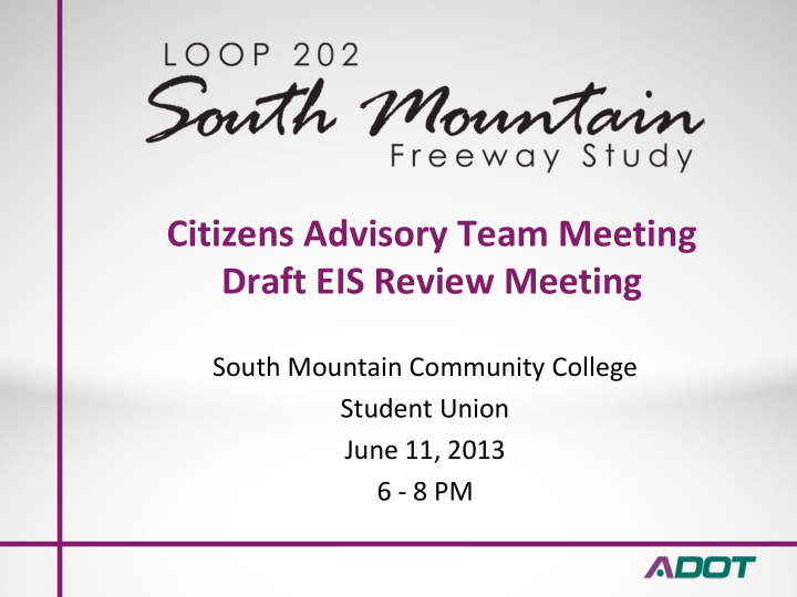 citizens advisory team meeting draft eis review meeting