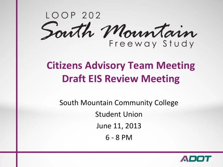 citizens advisory team meeting draft eis review meeting