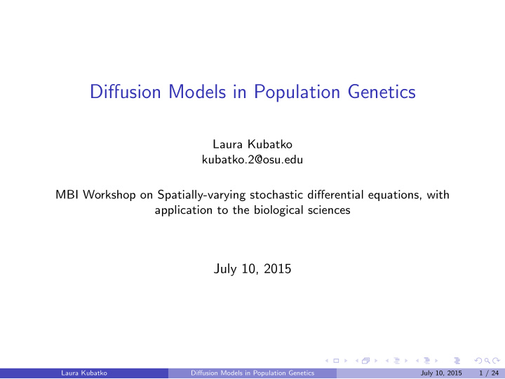diffusion models in population genetics