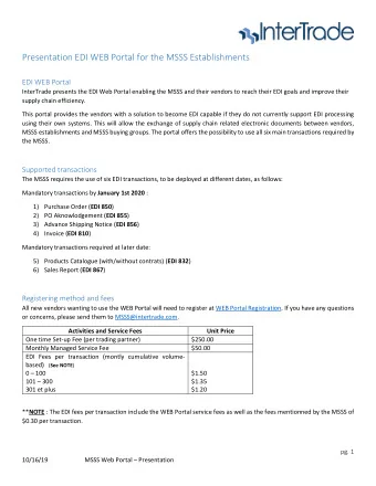 Presentation EDI WEB Portal for the MSSS Establishments  EDI WEB Portal  InterTrade presents the
