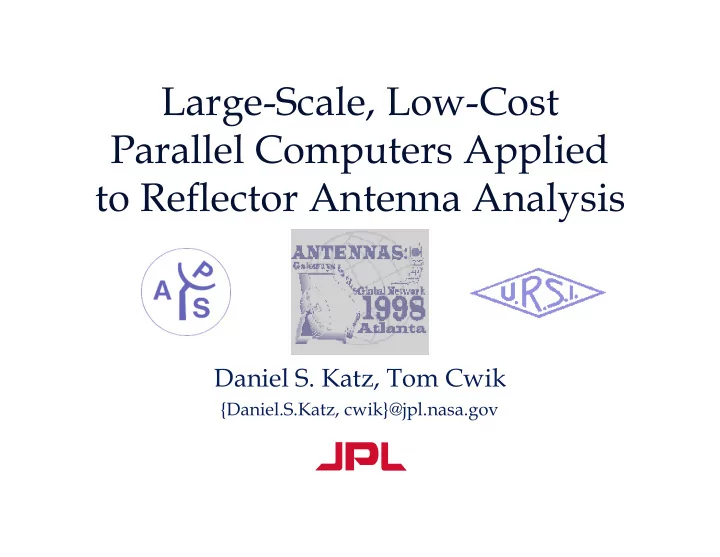 large scale low cost parallel computers applied to