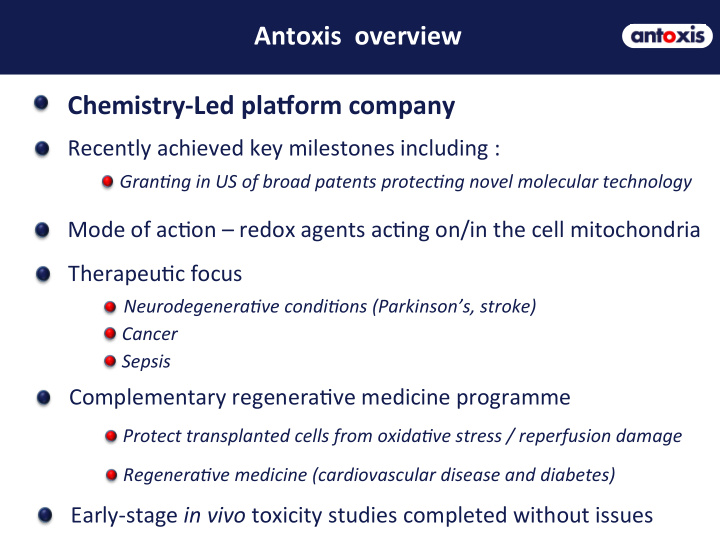 antoxis overview chemistry led pla7orm company
