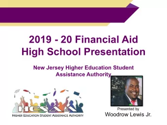 2019 - 20 Financial Aid  High School Presentation  New Jersey Higher Education Student  Assistance