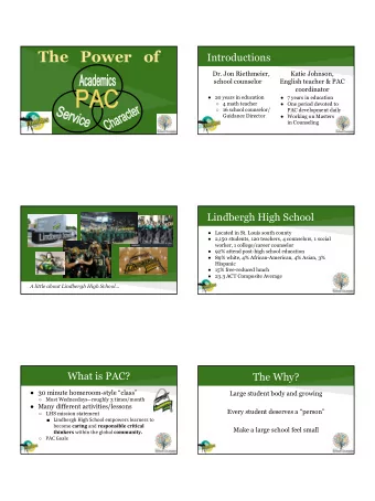 The   Power   of  Introductions  Dr. Jon Riethmeier,  Katie Johnson,  school counselor  English