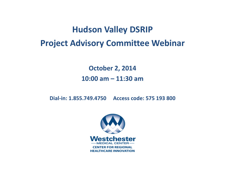 hudson valley dsrip project advisory committee webinar