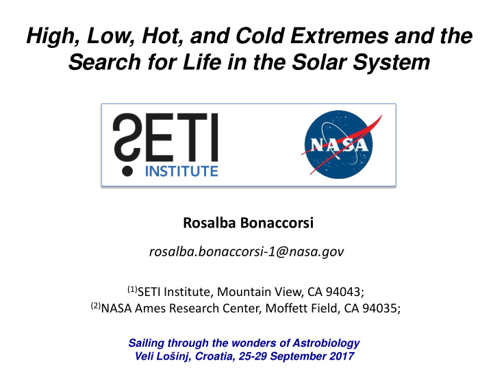 search for life in the solar system