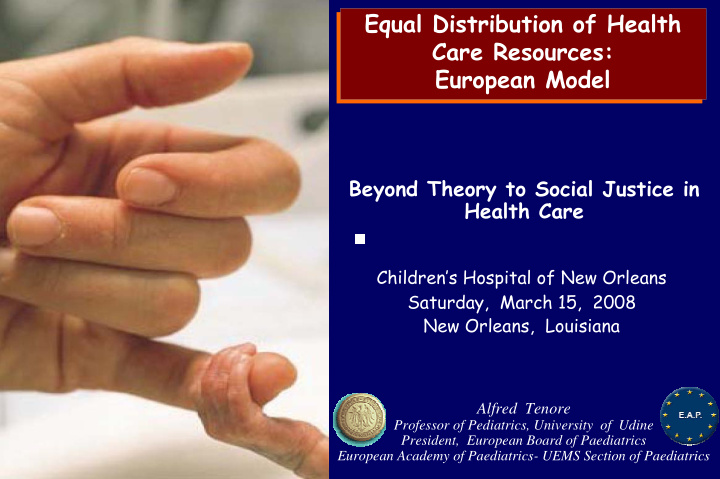 equal distribution of health care resources european model