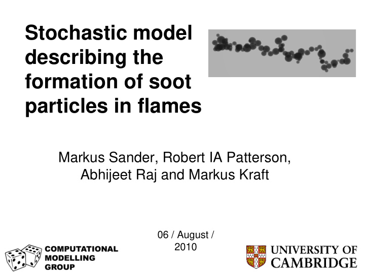 stochastic model describing the formation of soot